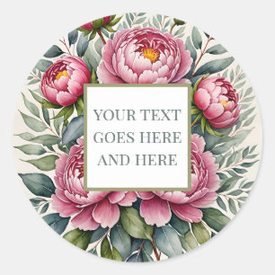peony pink flower floral leaves create own sticker