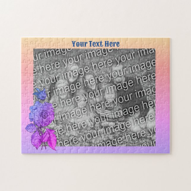Peony Rainbow Personalised Add Your Photo Jigsaw Puzzle (Horizontal)