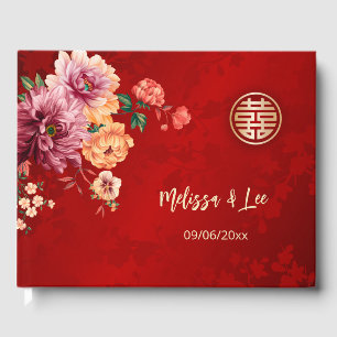 Peony Red Chinese Wedding Guest Book
