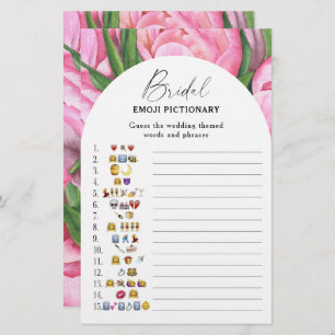 Peony roses - bridal shower emoji pictionary game