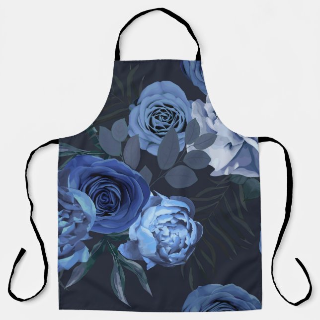 Peony Roses: Dark Floral Vintage. Apron (Front)