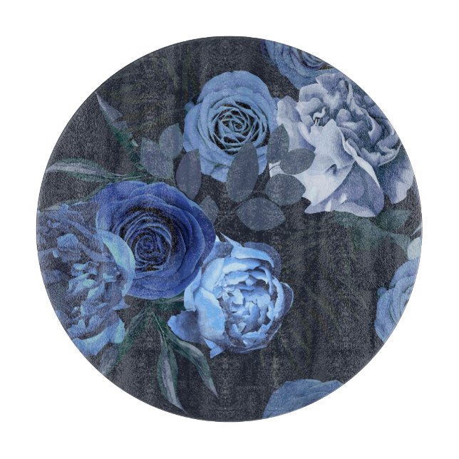 Peony Roses: Dark Floral Vintage. Cutting Board (Front)