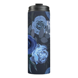 Peony Roses: Dark Floral Vintage. Thermal Tumbler