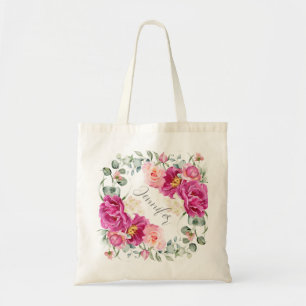 Peony & Roses Eucalyptus Greenery Tote Bag
