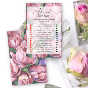 Peony roses - He said she said bridal shower game