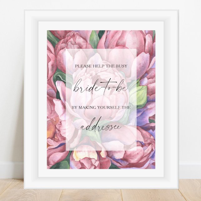 Peony roses - help the busy bride Address Poster (Creator Uploaded)