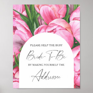 Peony roses - help the busy bride Address Poster