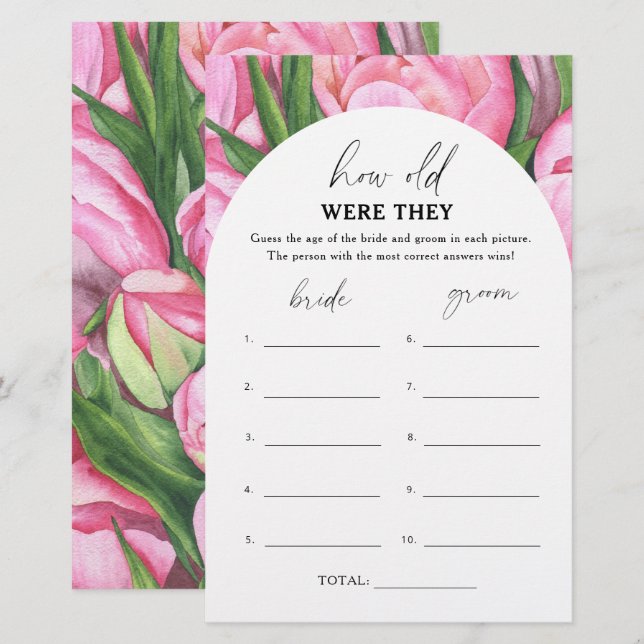 Peony roses - How old were they bridal game (Front/Back)