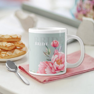 Peony Sage Green Wedding Mug   Bridal Shower Gift