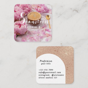 Peony Seamstress Square Business Card