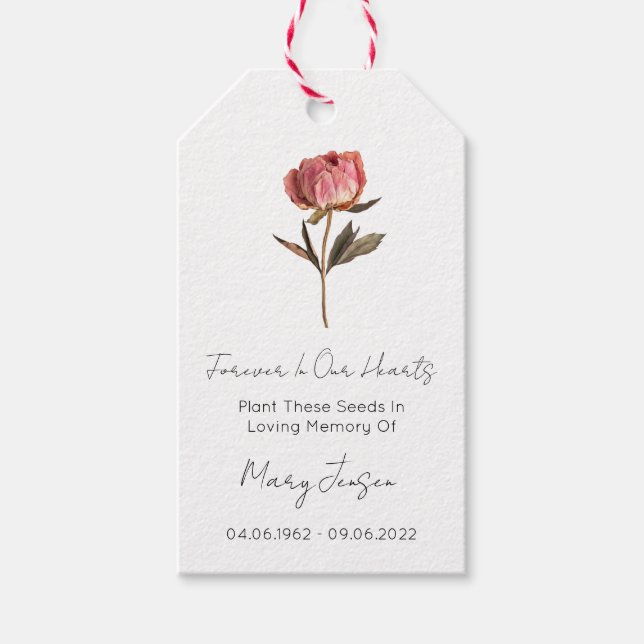Peony Seed Packet Funeral Gift Tags (Front)