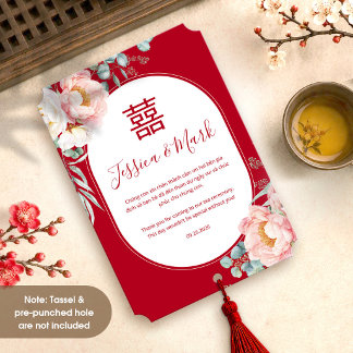 Peony Song Hy/Shuang Xi Thank You Card and code QR