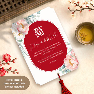 Peony Song Hy/Shuang Xi Thank You Card and code QR