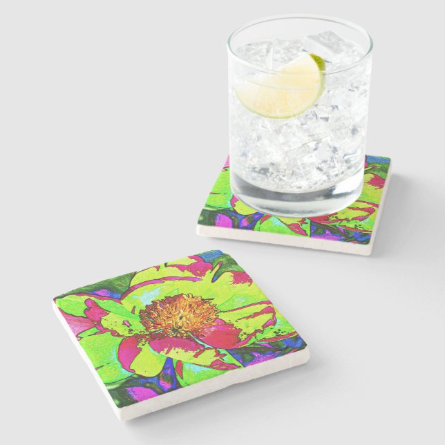 Peony Stone Coaster (Side)
