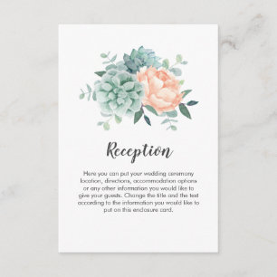 Peony Succulents Floral Wedding Enclosure Card
