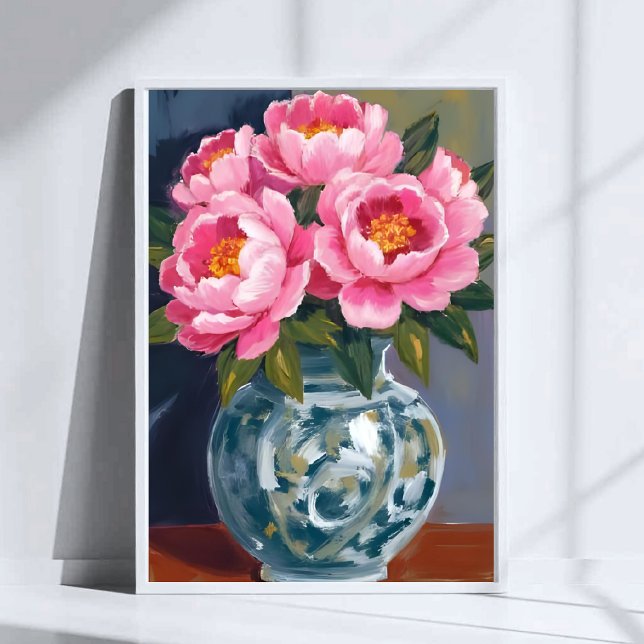 Peony Vase | Pink Flower Peonies Watercolor Poster (Creator Uploaded)
