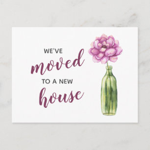 Peony Vase We Have Moved New Address Moving Postcard