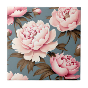 Peony Vintage Floral Pattern Tile