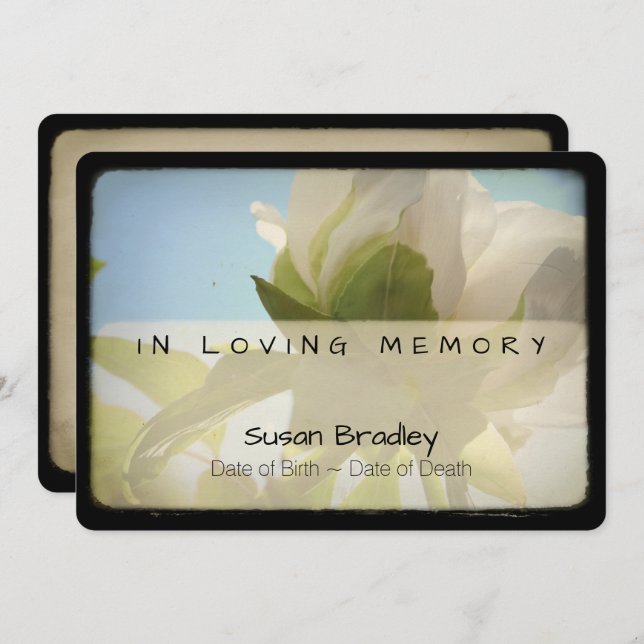 Peony Vintage Funeral Memorial Service 1 Invitation (Front/Back)