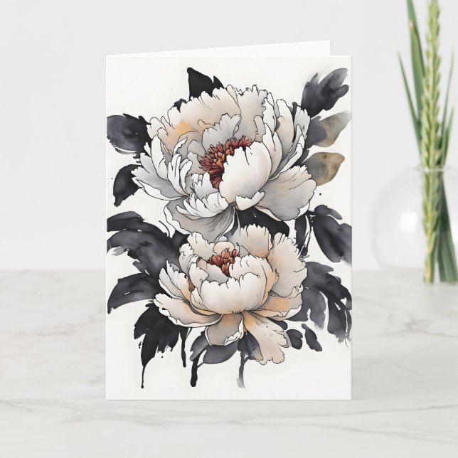 Peony - Watercolor flowers Card (Front)