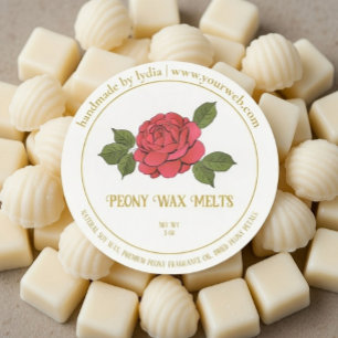Peony Wax Melts Personalized Floral Sticker Label
