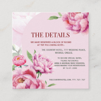 Peony Wedding Details for Wedding  Enclosure Card