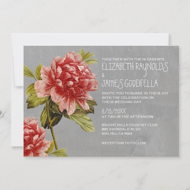 Peony Wedding Invitations (Front)