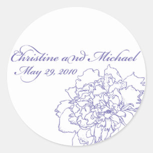 Peony Wedding Monogram Sticker