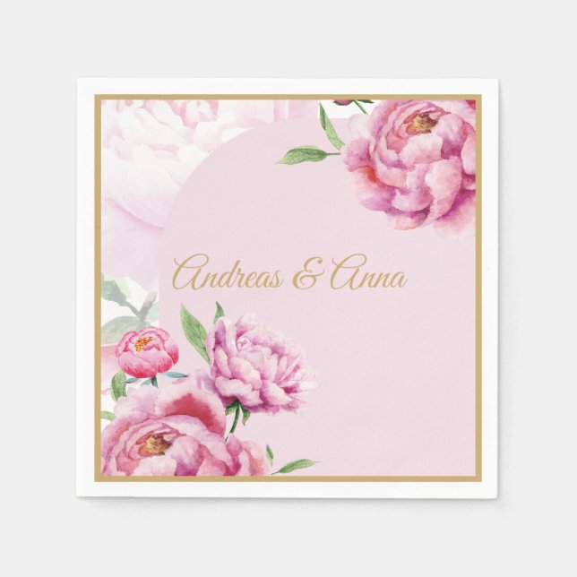 Peony Wedding Napkin (Front)