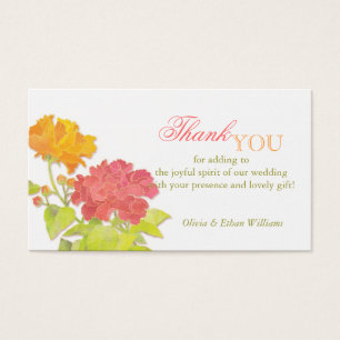 Peony Wedding Thank You Favor Tags Enclosure