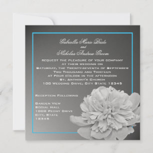 Peony White and Black with Customisable Colour Invitation