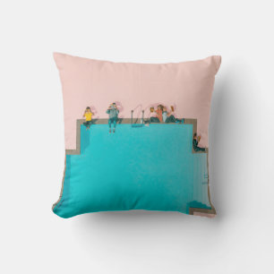 People beside pool illustration cushion