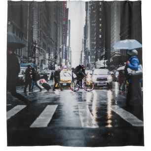 PEOPLE CROSSING PEDESTRIAN LANE IN CITY STREET SHOWER CURTAIN