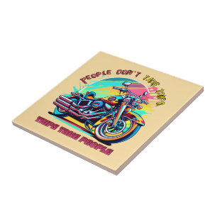 People Don't Take Trips: Vintage Retro Style Bike  Tile