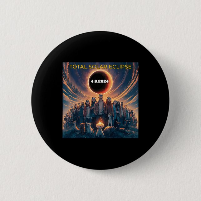 People Eclipse Gles Total Solar Eclipse 2024  6 Cm Round Badge (Front)