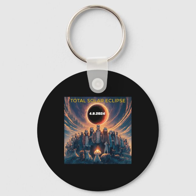 People Eclipse Gles Total Solar Eclipse 2024  Key Ring (Front)
