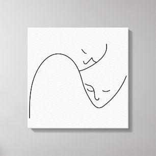 People Faces Lines Support Partner Canvas Print