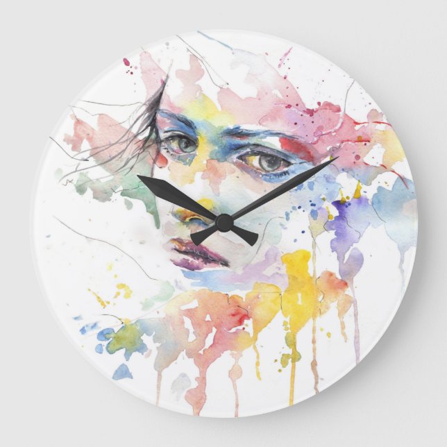people-girl-woman-face-portrait large clock (Front)