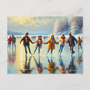 People ice Skating on a frozen lake Postcard