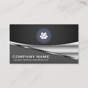 People Icons Metallic Background Business Card