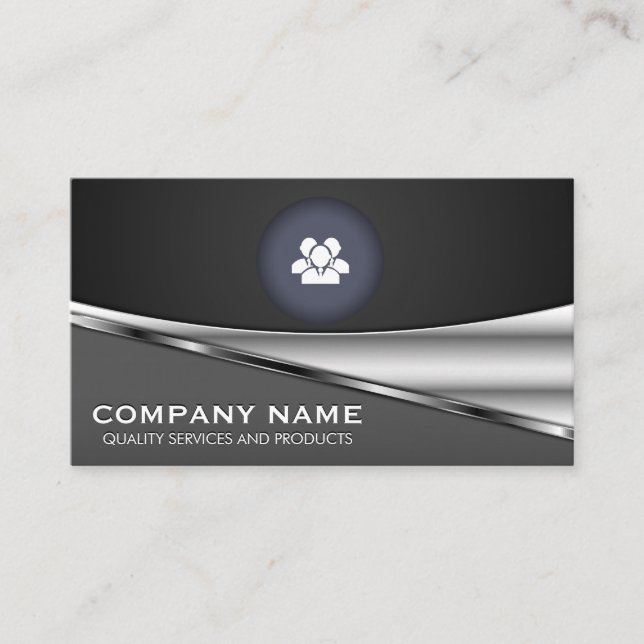 People Icons Metallic Background Business Card (Front)