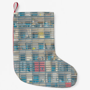 PEOPLE INSIDE BUILDING SMALL CHRISTMAS STOCKING