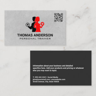 People Lifting Weights   QR Code Business Card