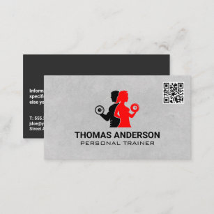 People Lifting Weights   QR Code Business Card