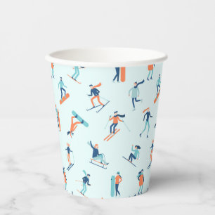 People Moving in the Winter Pattern Paper Cups