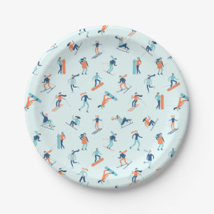 People Moving in the Winter Pattern Paper Plate
