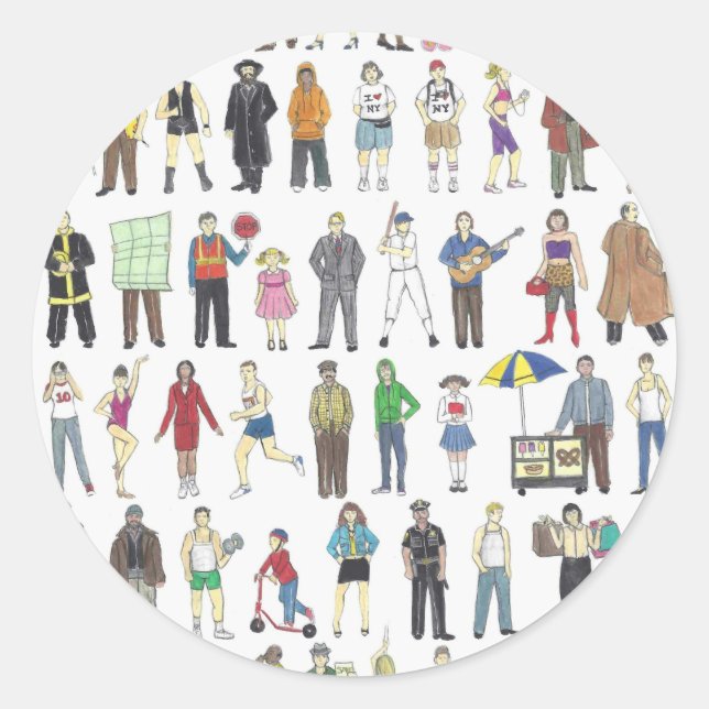 People of NYC New York City Humans Citizens Classic Round Sticker (Front)