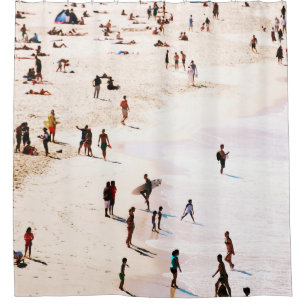 People on beach in the morning shower curtain
