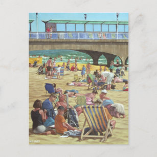 people on Bournemouth beach, Dorset, UK Postcard