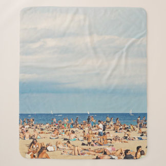 People on brown sand beach sherpa blanket